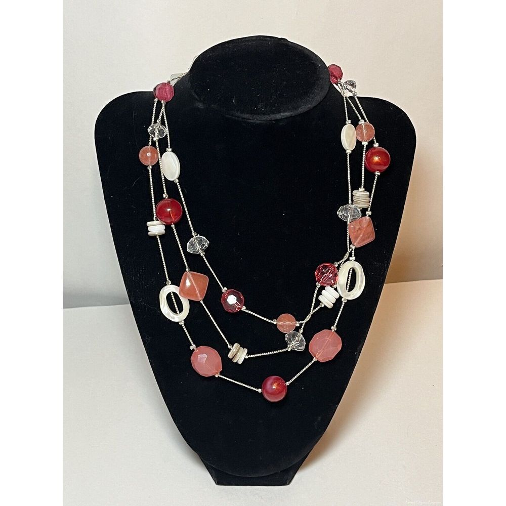LOFT Three Strand Designer Fashion NWT Multicolor Round Glass Beaded Necklace